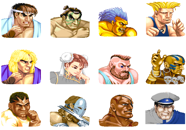 Street Fighter II, blanka, chun-li, dhalsim, e honda, guile, ken